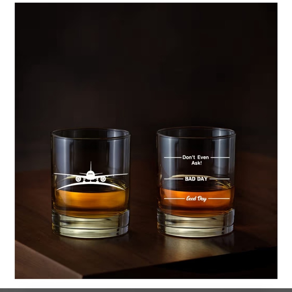 Whiskey Glass - Elegant Black and Gold Drinkware Pilot Themed